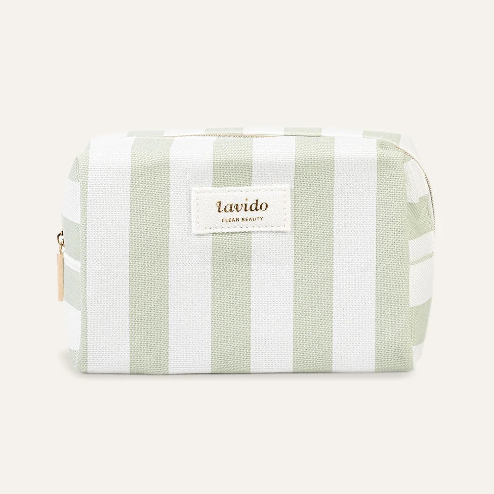 Free Lavido Green & White Cosmetic Bag